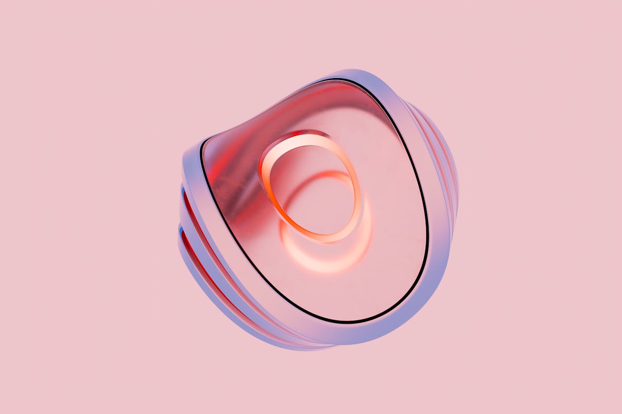 Dynamic 3D abstract shape with vibrant pink hues, adding modern elegance.
